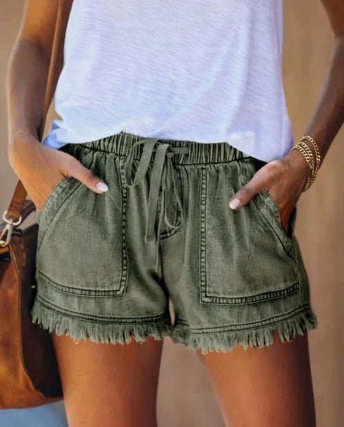 Levoire | Shorts En Denim Stil Vert olive militaire