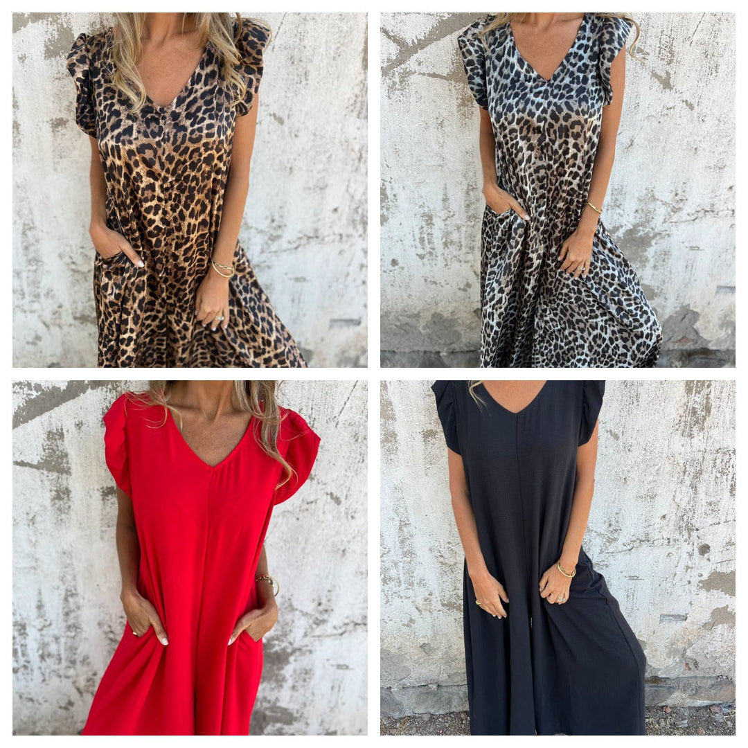 Levoire | Combinaison à manches flutter en motif léopard print printemps pour femmes tendance