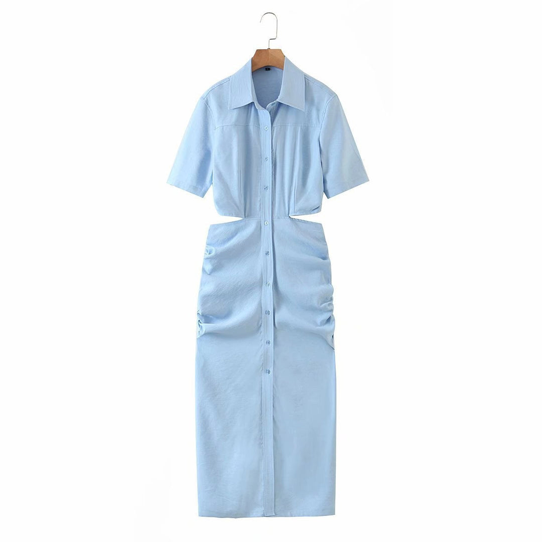 Levoire | Robe d'été décontractée à manches courtes ouvertes Bleu ciel