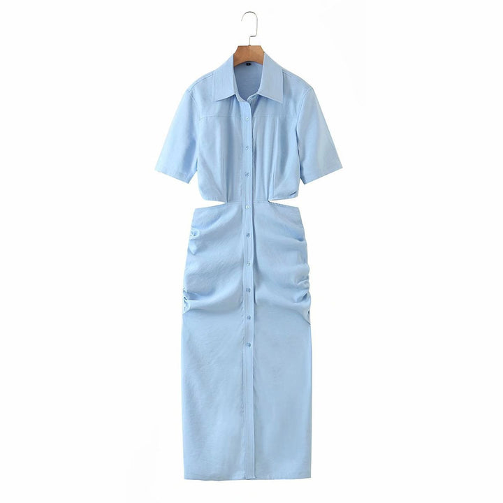 Levoire | Robe d'été décontractée à manches courtes ouvertes Bleu ciel