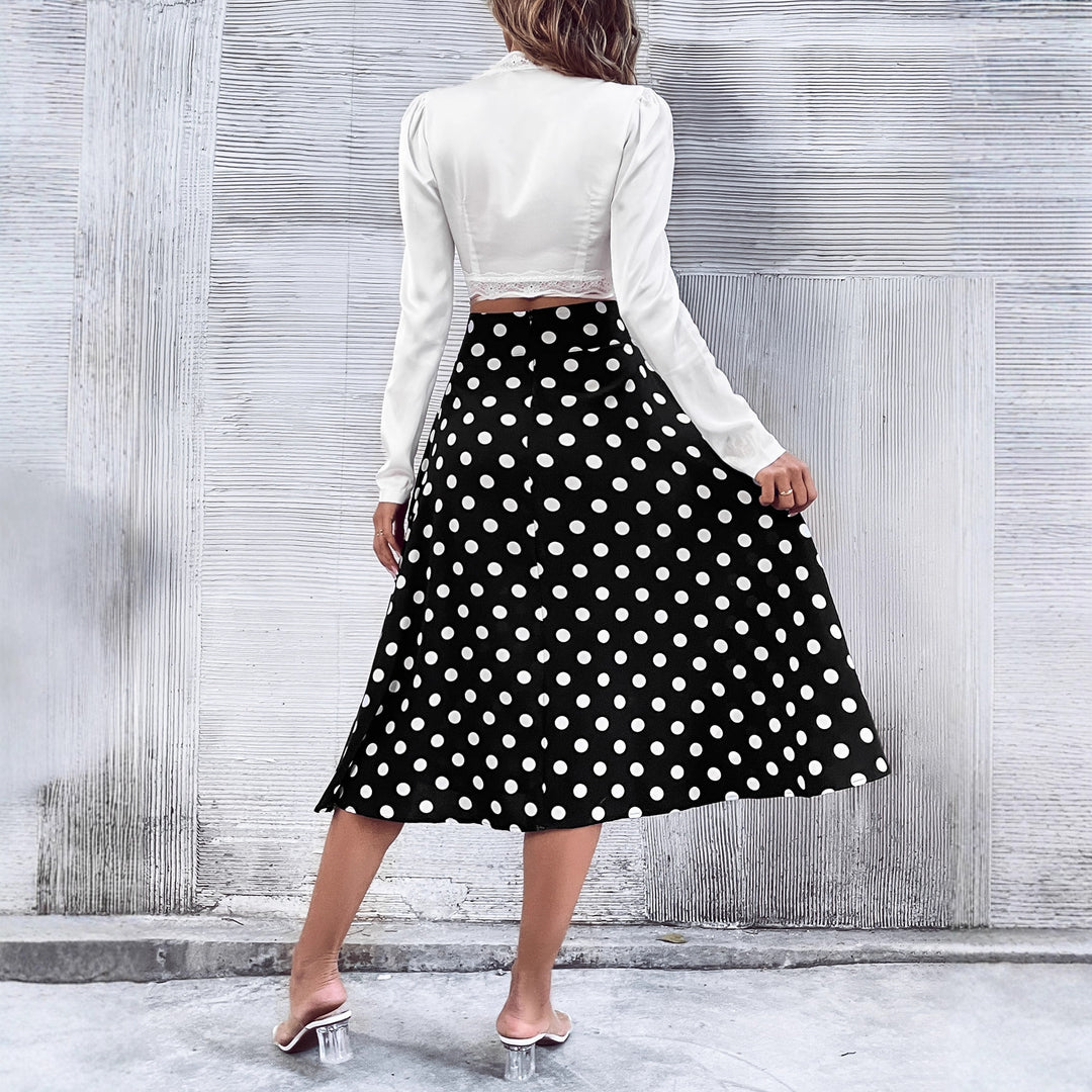 Jupe midi pour femmes avec un élégant design à pois et taille haute Levoire