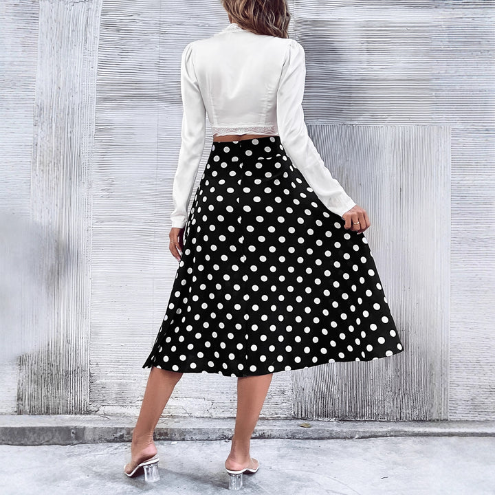 Jupe midi pour femmes avec un élégant design à pois et taille haute Levoire