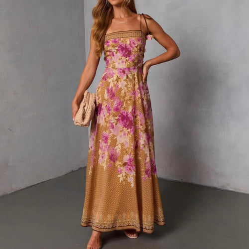 Robe maxi femme en imprimé floral élégant avec épaules sans bretelles Levoire