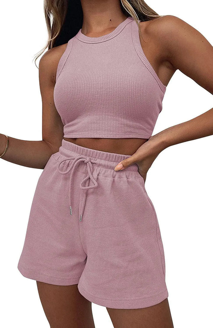 Levoire | Shorts de loisirs tendance unis avec un gilet Rosa