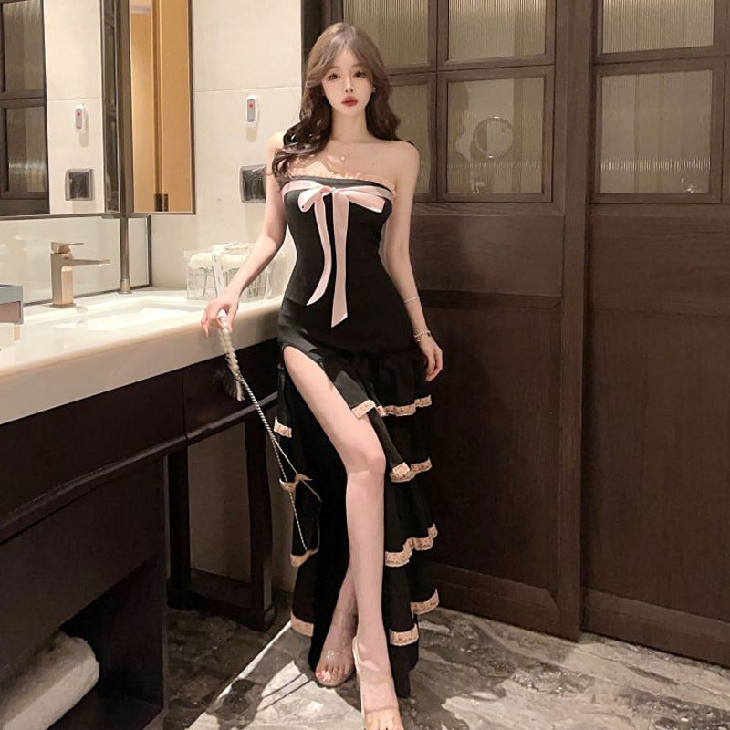 Levoire | V superbe robe bustier à taille haute avec coupe volant