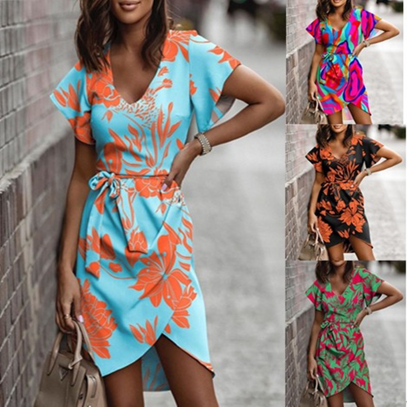 Robe portefeuille femme avec imprimé floral et nœud élégant Levoire