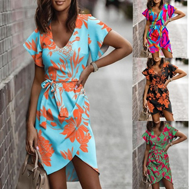 Robe portefeuille femme avec imprimé floral et nœud élégant Levoire