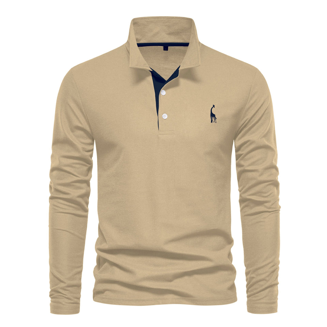 Homme Polo à manches longues avec col moderne et qualité coton respirant Avriane