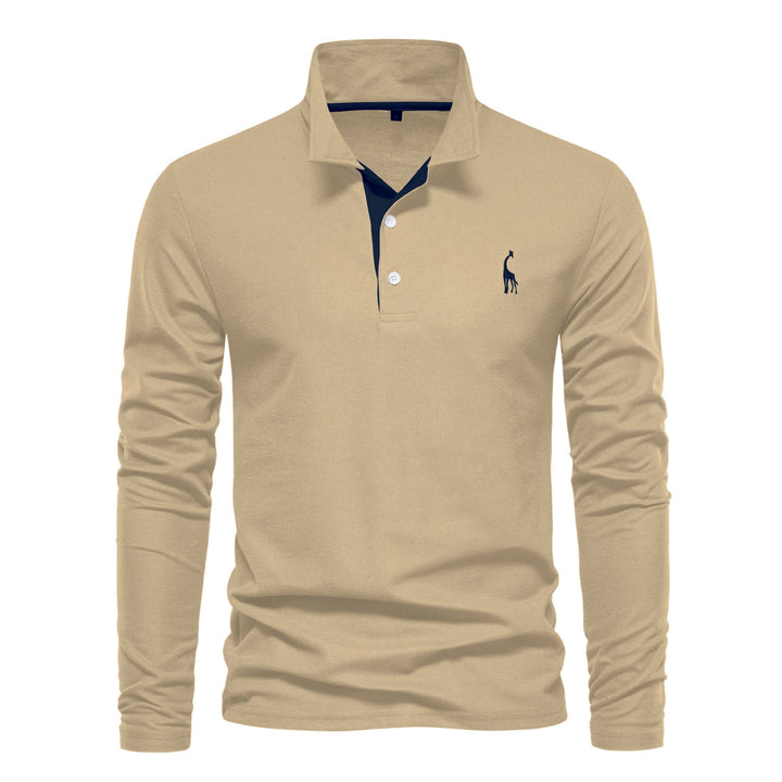 Homme Polo à manches longues avec col moderne et qualité coton respirant Avriane