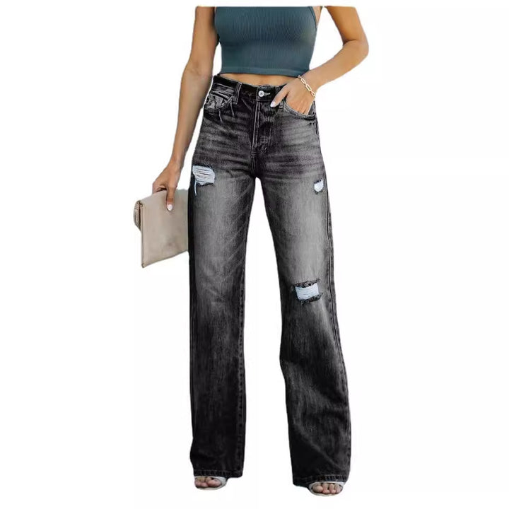 Jeans femmes à coupe large avec détails déchirés Levoire