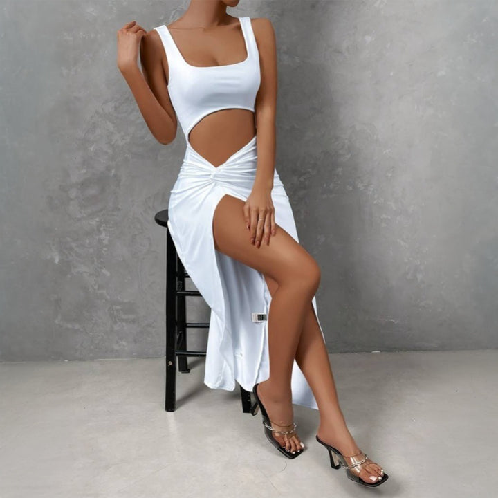 Robe maxi femme à découpes avec design élégant à enveloppe et fente haute Levoire
