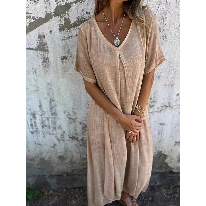 Levoire | Robe midi semi-formelle élégante à décolleté en V Abricot