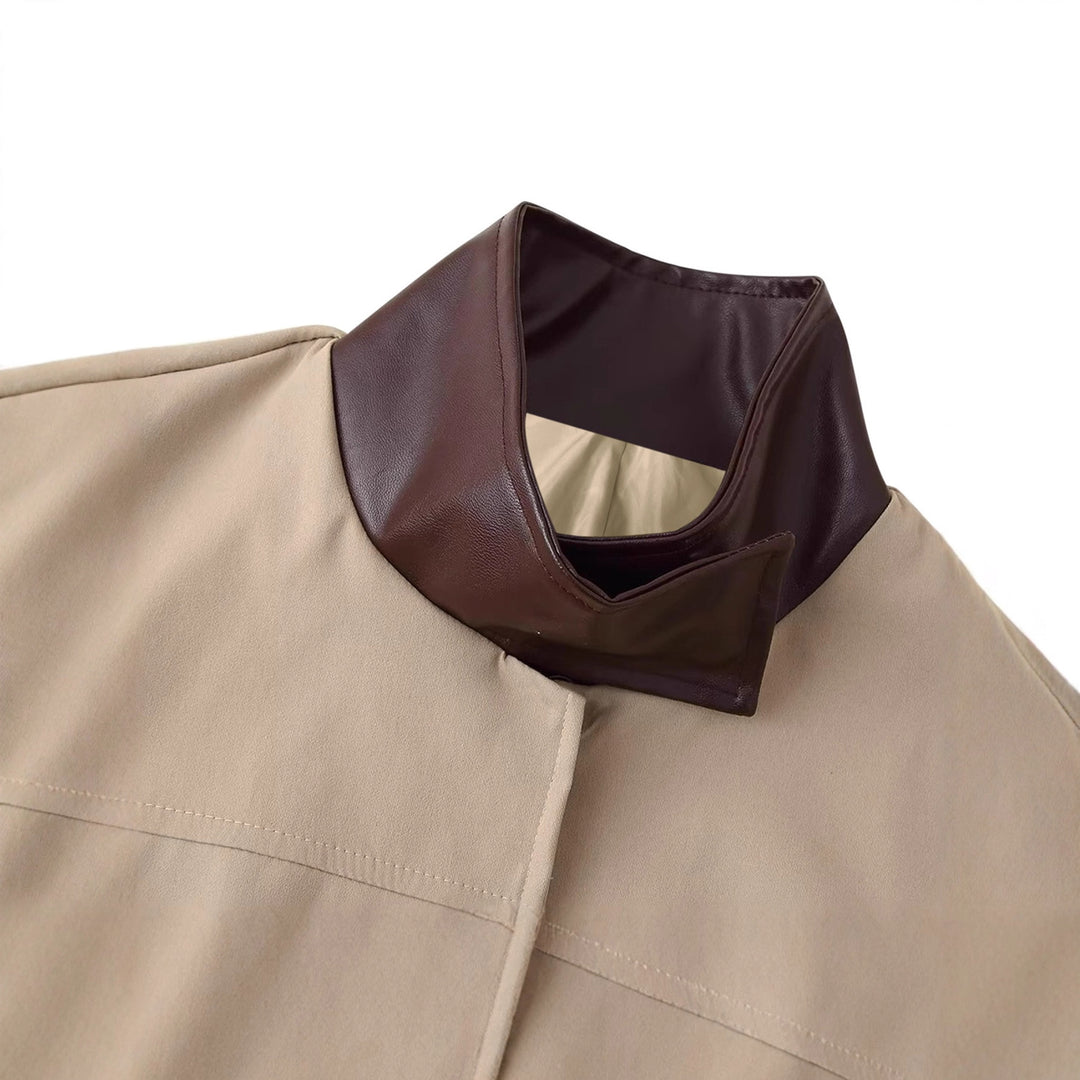 Veste surdimensionnée tendance pour femmes avec doublure à carreaux et col haut Levoire