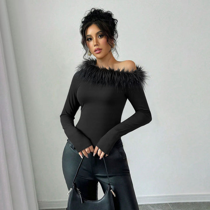 Top élégant pour femmes avec bordure en peluche amovible Levoire