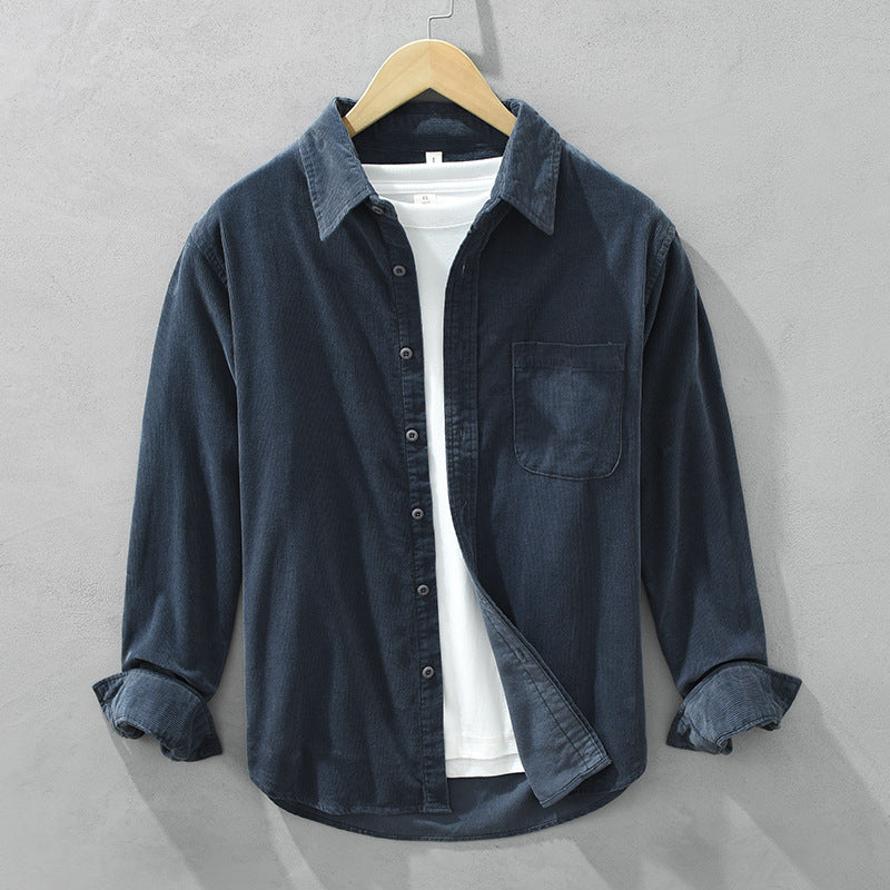 Levoire | Chemise Pour Hommes À Manches Longues Et Boutons Bleu foncé