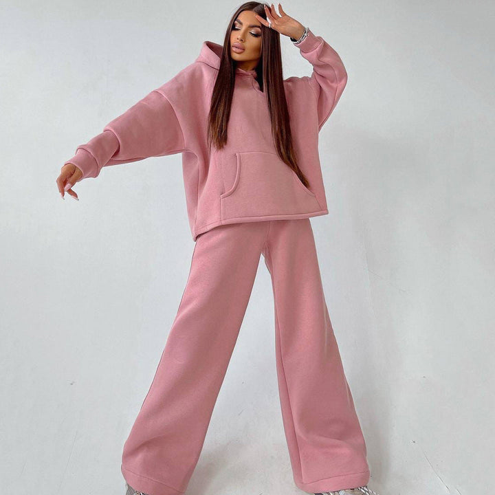 Levoire | T-shirt à capuche confortable avec poches Ensemble deux pièces Rosa