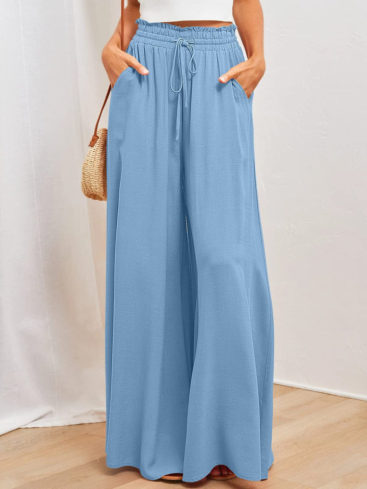 Levoire | Confortable Printemps Tir Large Taille Pantalon Bleu ciel