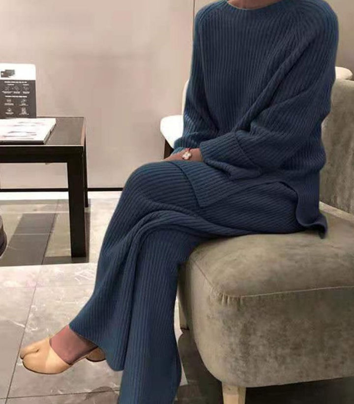 Costume en tricot côtelé pour femmes avec haut ample et jambes larges Levoire