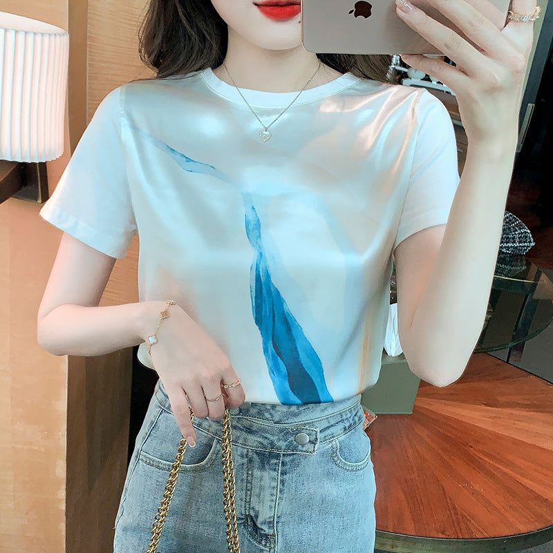 T-shirt pour femmes avec imprimé aquarelle créatif et coupe décontractée Levoire