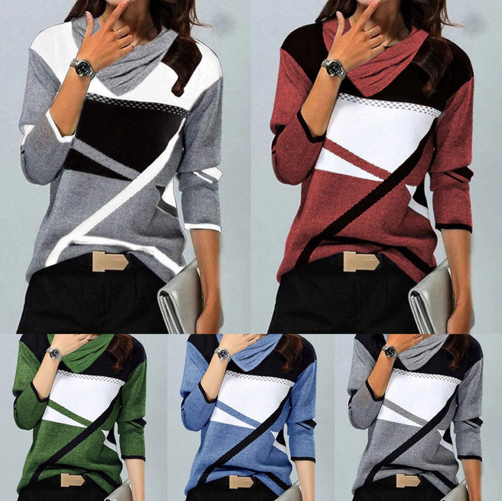 Levoire | T-shirt longue à manches longues plissée imprimée à col en V tendance