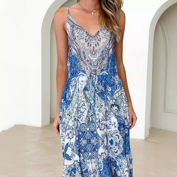 Robe Maxi Femme avec Motif Romantique Levoire