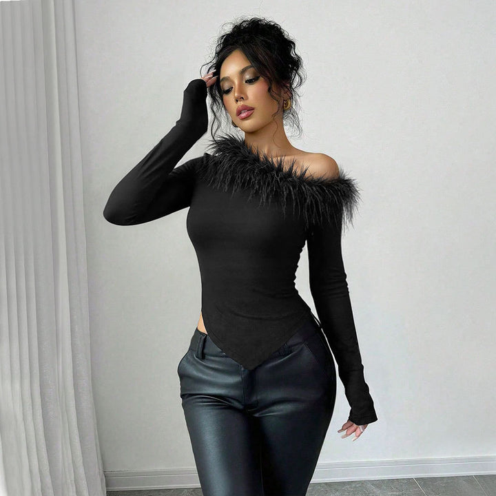 Top élégant pour femmes avec bordure en peluche amovible Levoire