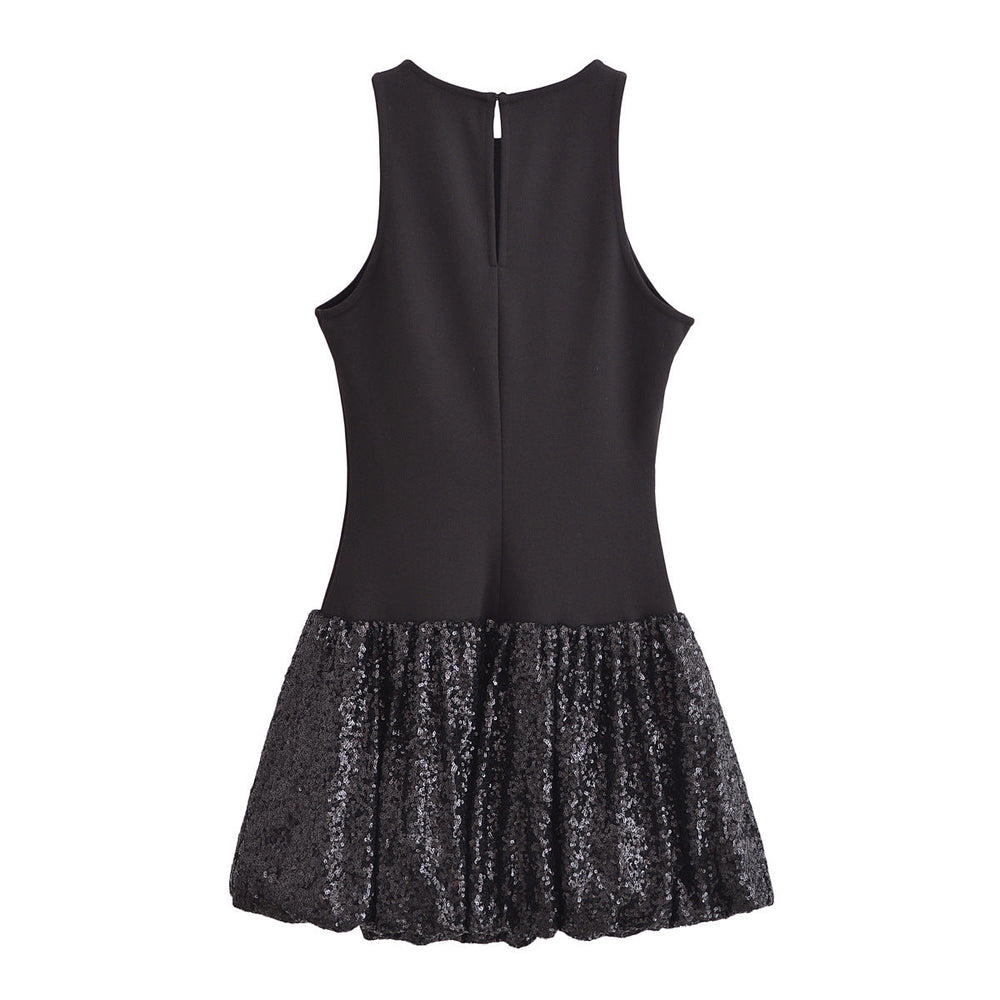 Levoire | Brillant Col Ronde Sans Manches Pailleté Robe Courte