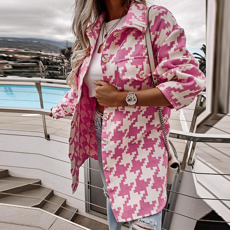 Veste oversize pour femmes dans un motif pied de poule moderne avec poches pratiques Levoire