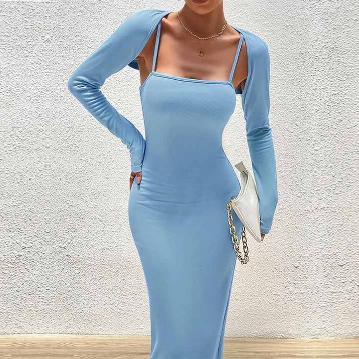 Robe maxi à manches longues pour femmes avec décolleté carré chic et coupe flatteuse Levoire