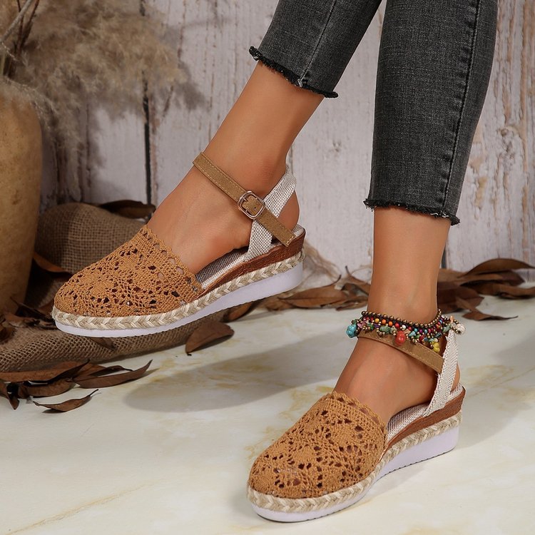 Levoire | Wedges Estivaux Avec Une Touche Boho Marron foncé