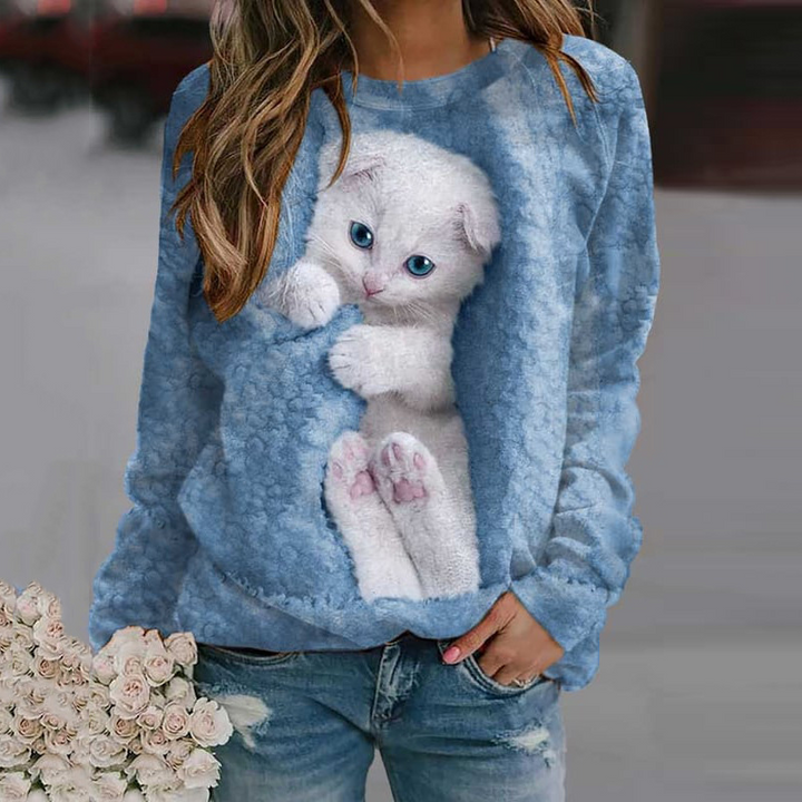 Levoire | Pull Élégant Avec Imprimé Animal Bleu