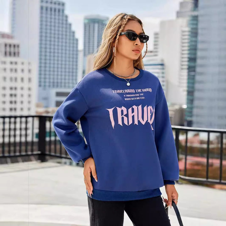 Sweat-shirt pour femmes avec lettrage artistique et coupe décontractée Levoire