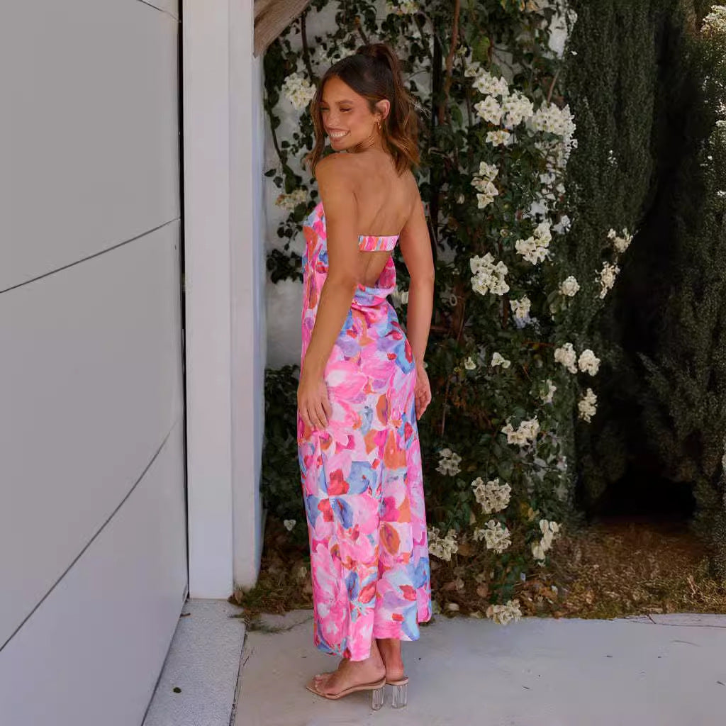 Robe maxi pour femme avec design hors des épaules et imprimé floral Levoire