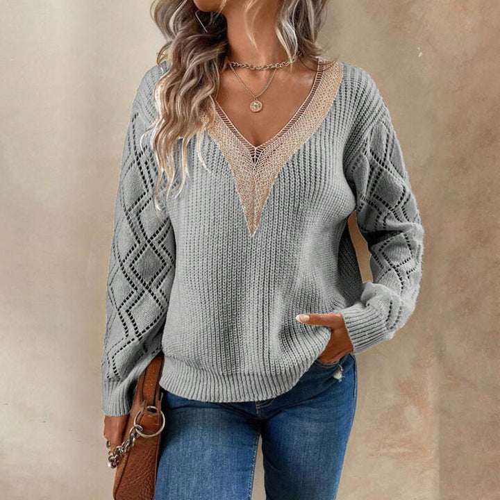 Levoire | Top À Décolleté En V Avec Manchettes En Dentelle Gris
