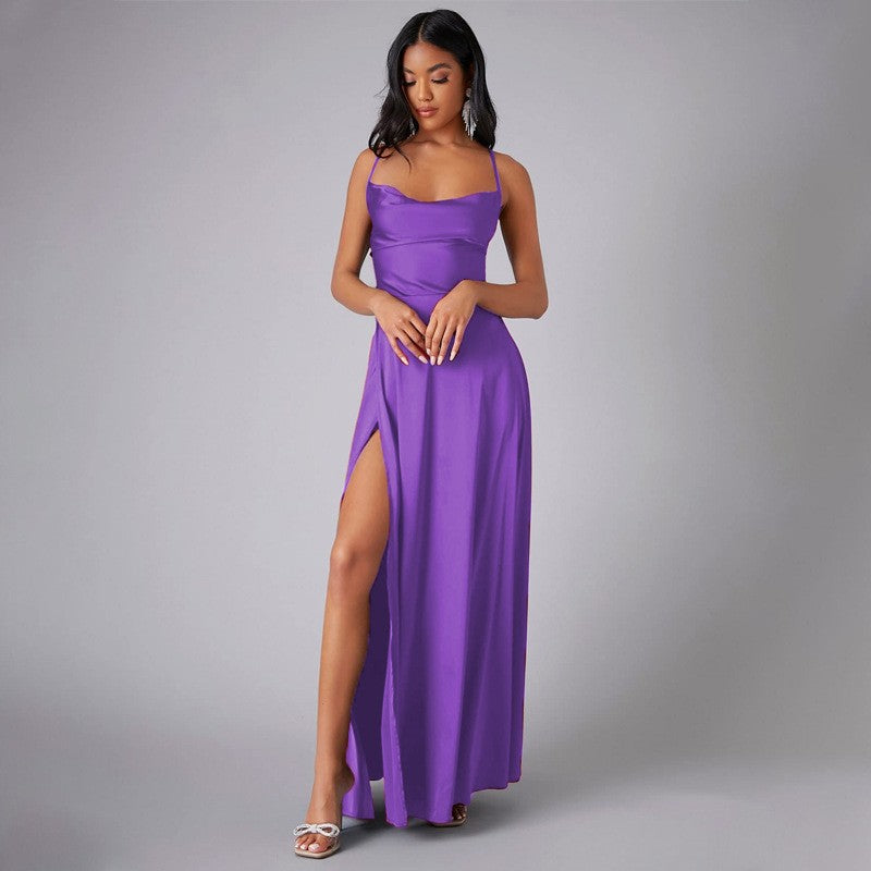 Levoire | Robe Longue Taille Haute Sans Bretelles Élégante Violet