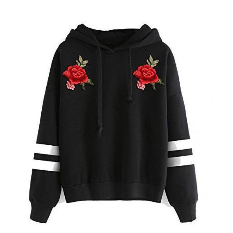 Sweat-shirt pour femmes avec broderie rose de haute qualité Levoire
