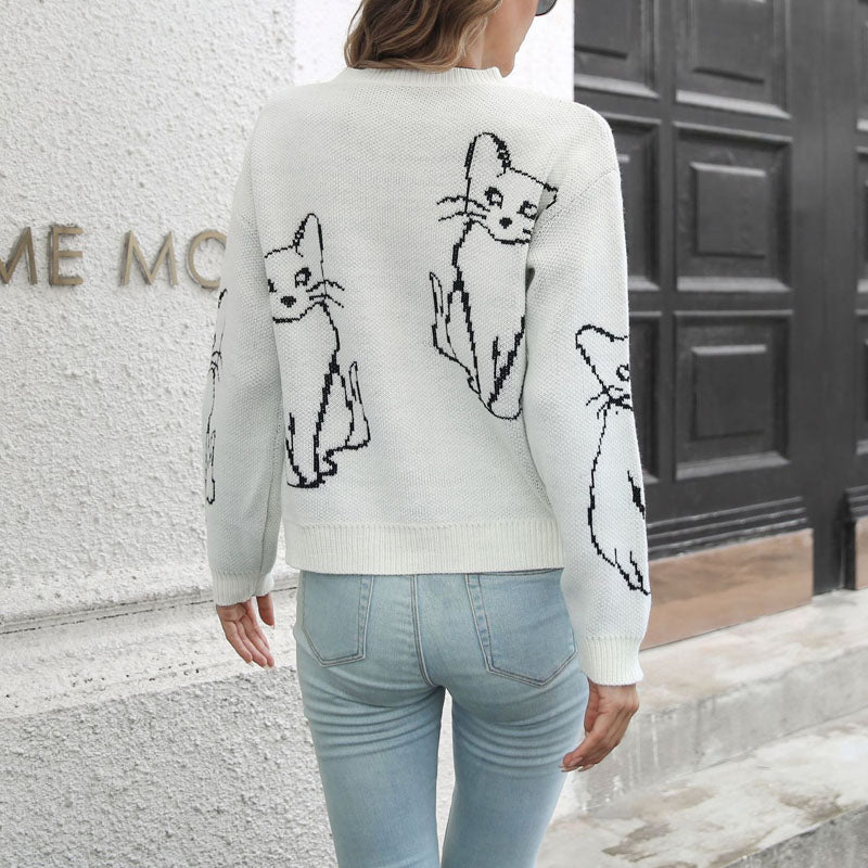 Levoire | En Tricot À Imprimé Chat