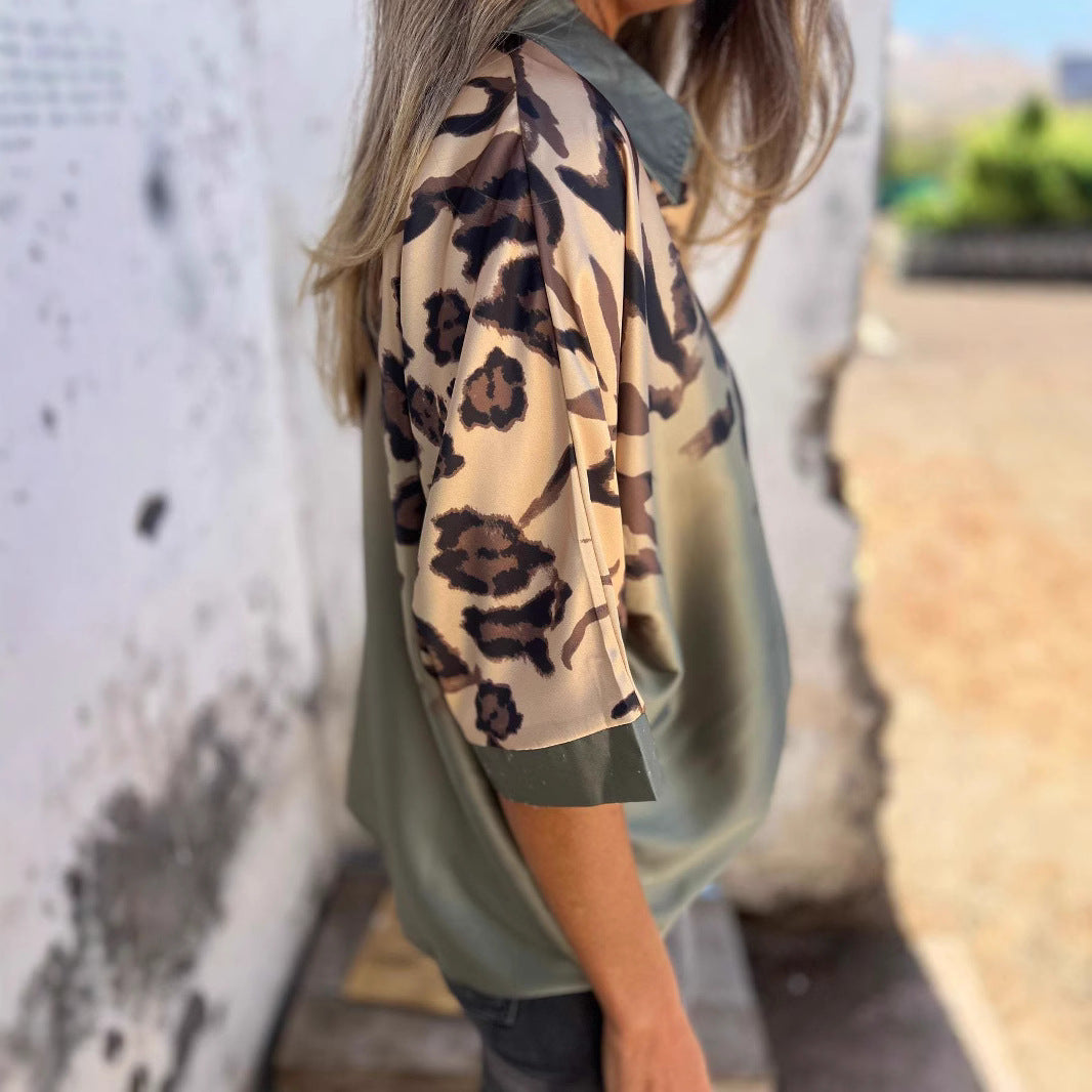 Blouse en soie élégante pour femmes avec un motif léopard contemporain Levoire