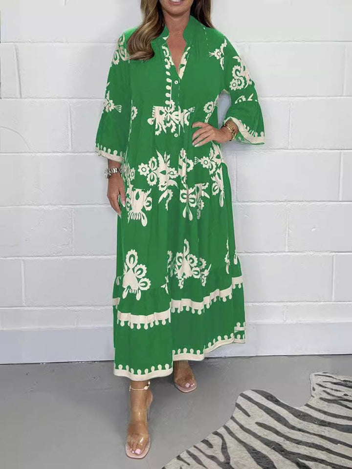 Levoire | Robe Imprimée Élégante Robe Taille Imprimée Smaragdevihreux