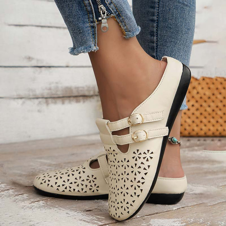 Levoire | Pantoletti Ilmava Pour Femmes Avec Bout Fermé Et Lacets Beige