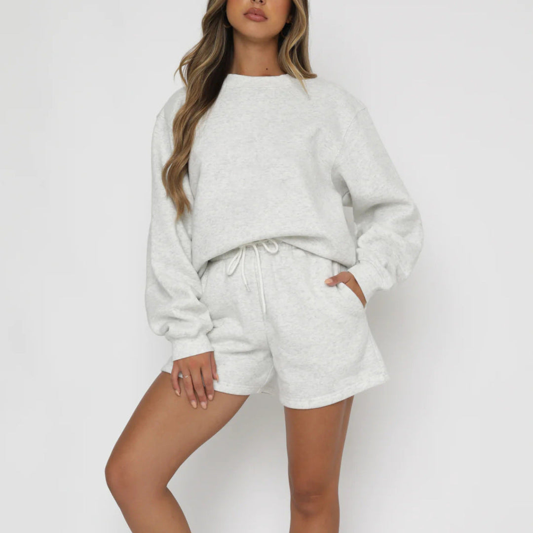 Levoire | Ensemble de sweat à col rond polyvalent et shorts Gris