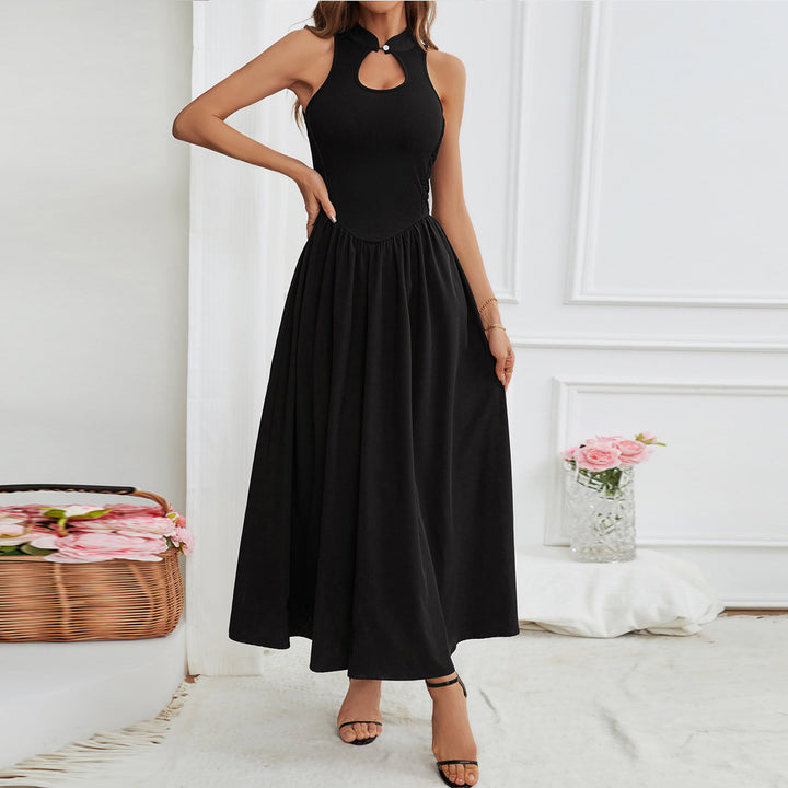 Robe maxi femme avec un col en forme de trou de serrure élégant et une jupe fluide Levoire