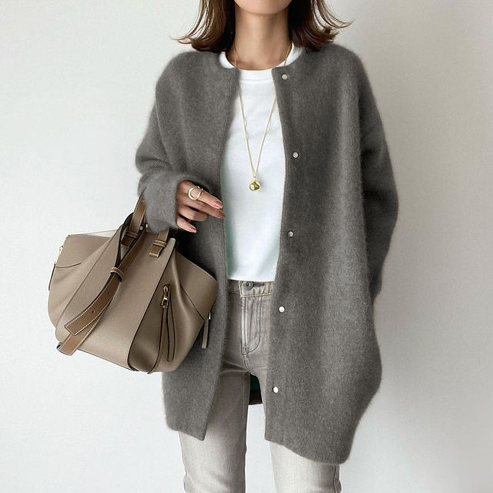 Levoire | Manteau Confortable Avec Boutons Pour Femmes Gris foncé