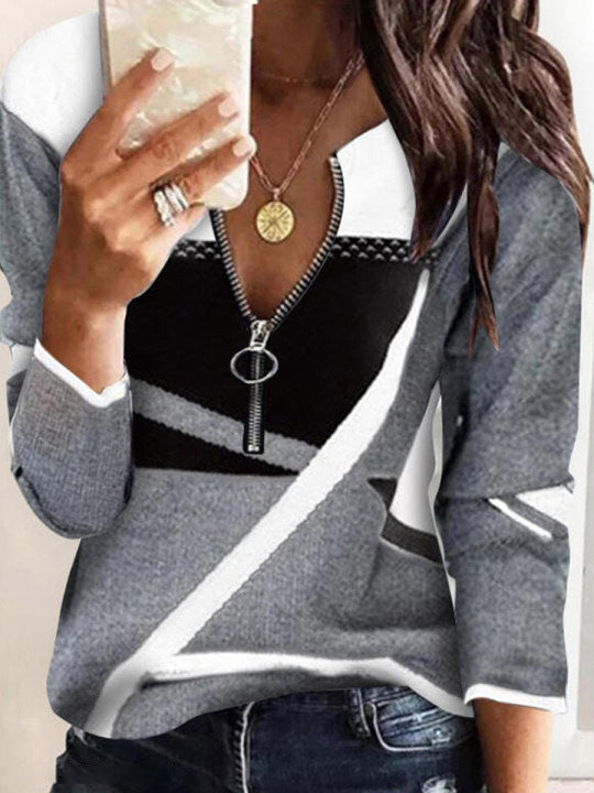 Levoire | T-shirt à manches longues zip tendance Gris