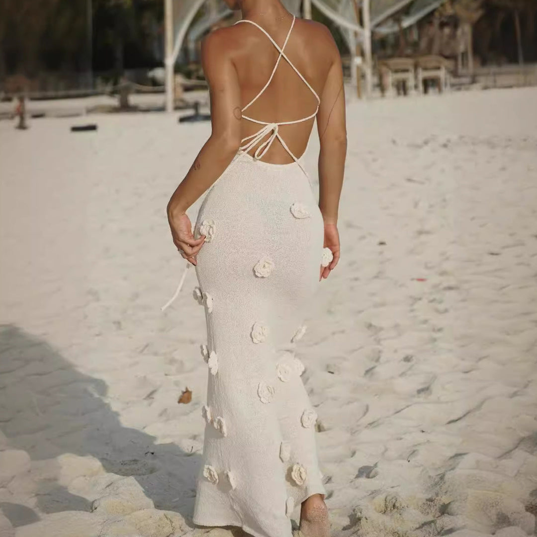 Levoire | Étroite, dos nu, noué Bodycon maxi jupe
