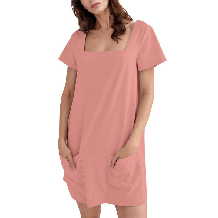 Levoire | Robe fourreau à encolure carrée à manches courtes Rosa