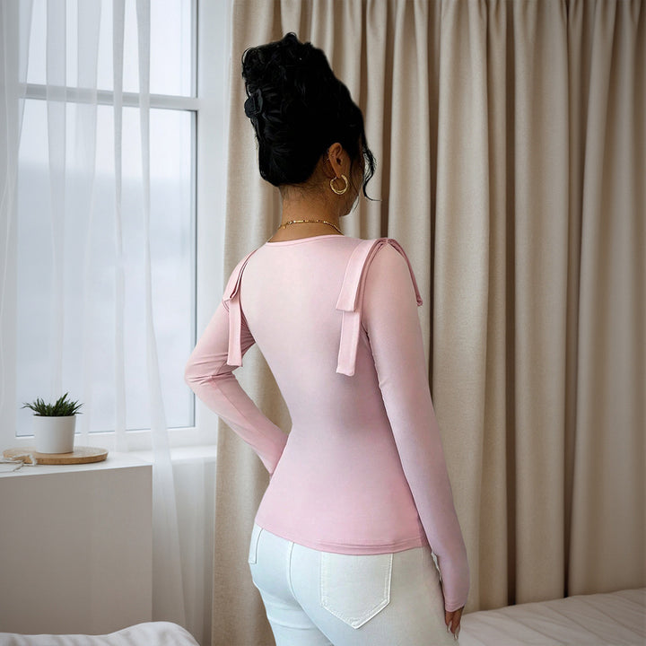 Haut ajusté à manches longues pour femme avec des éléments de volants décoratifs Levoire