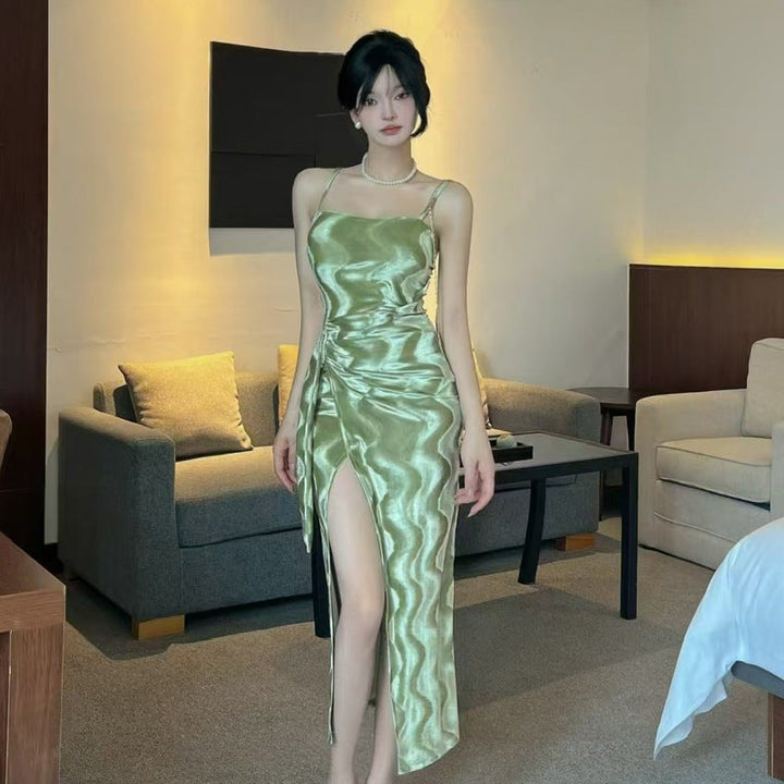 Levoire | Robe Bodycon rayée à composition de blocs de couleurs remarquables Jaune