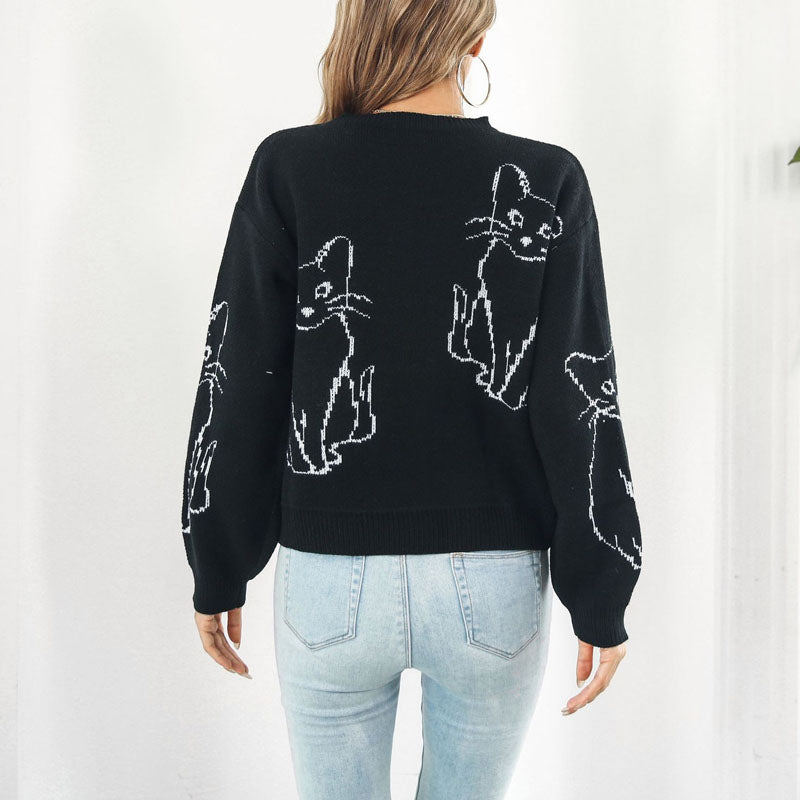 Levoire | En Tricot À Imprimé Chat