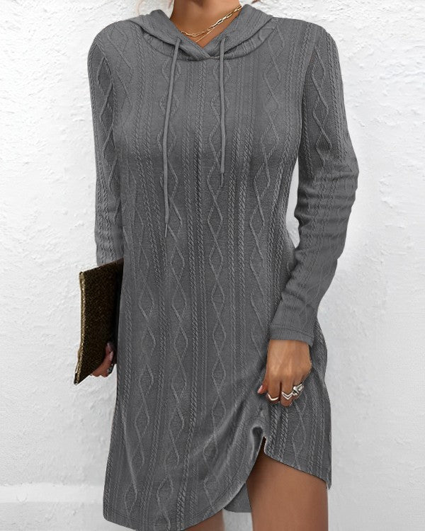 Robe hoodie femme avec motif en tricot texturé et fente latérale Levoire